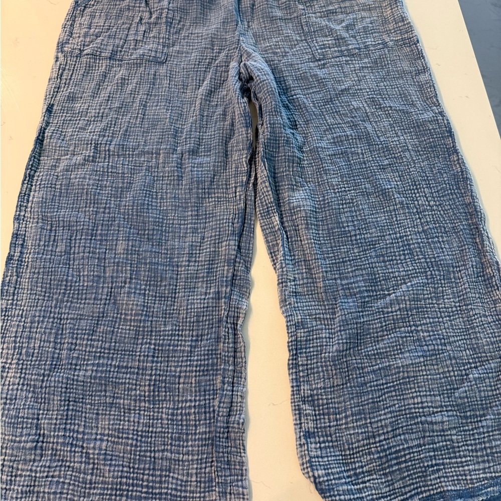 Casual Blue Wide Leg Pants